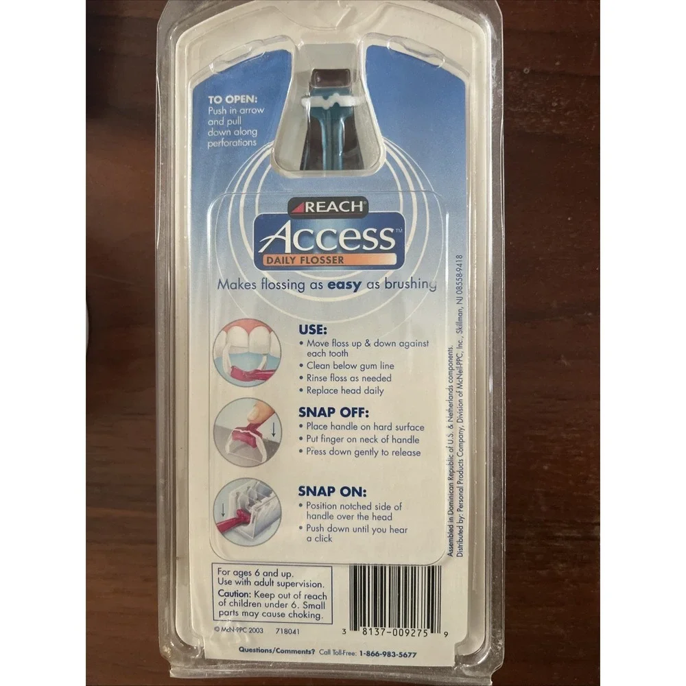 Reach Access Blue Daily Flosser Floss Tool W 8 Snap On Heads  New